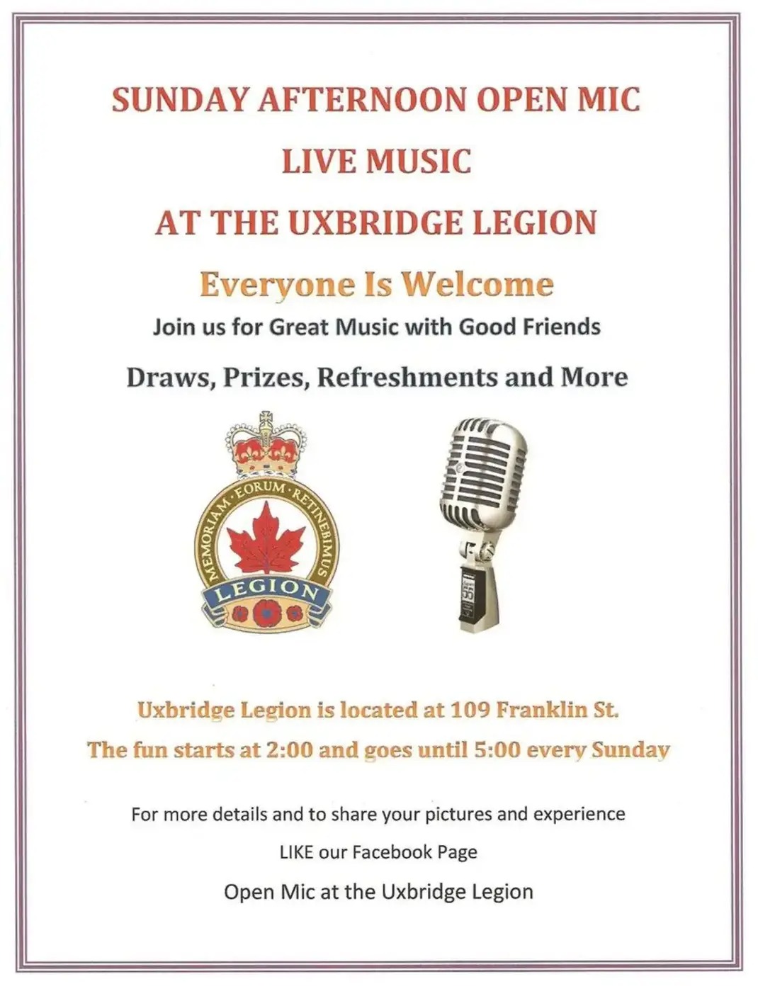 Open Mic Uxbridge Legion