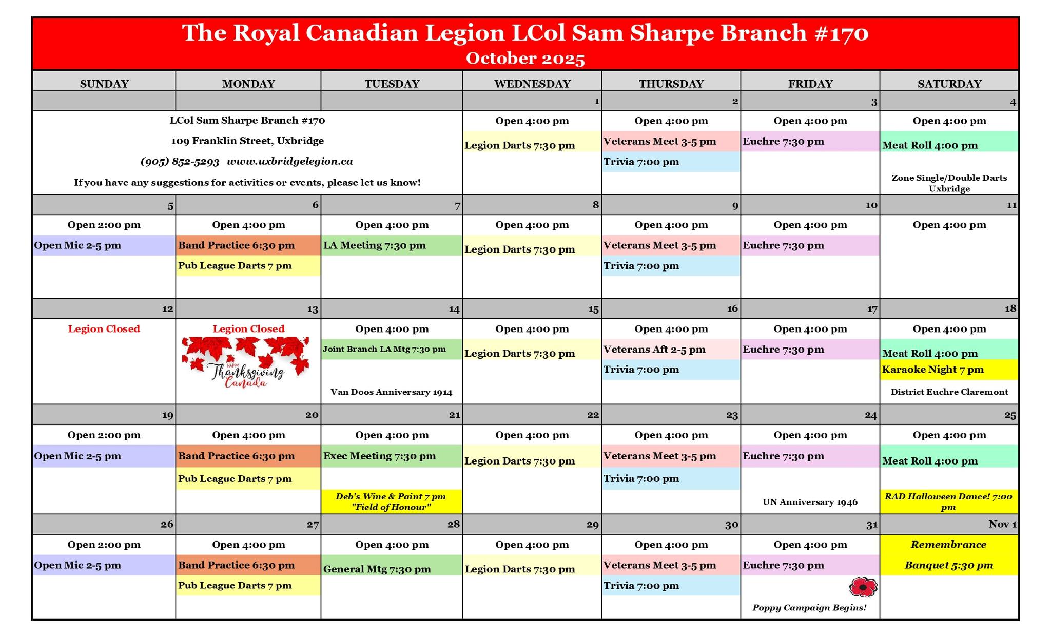 Uxbridge legion October