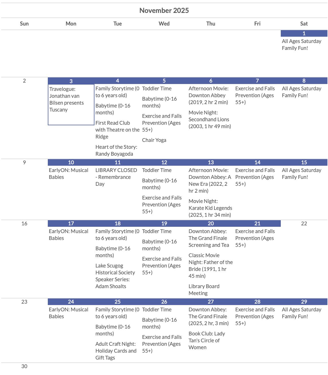 Scugog Library November